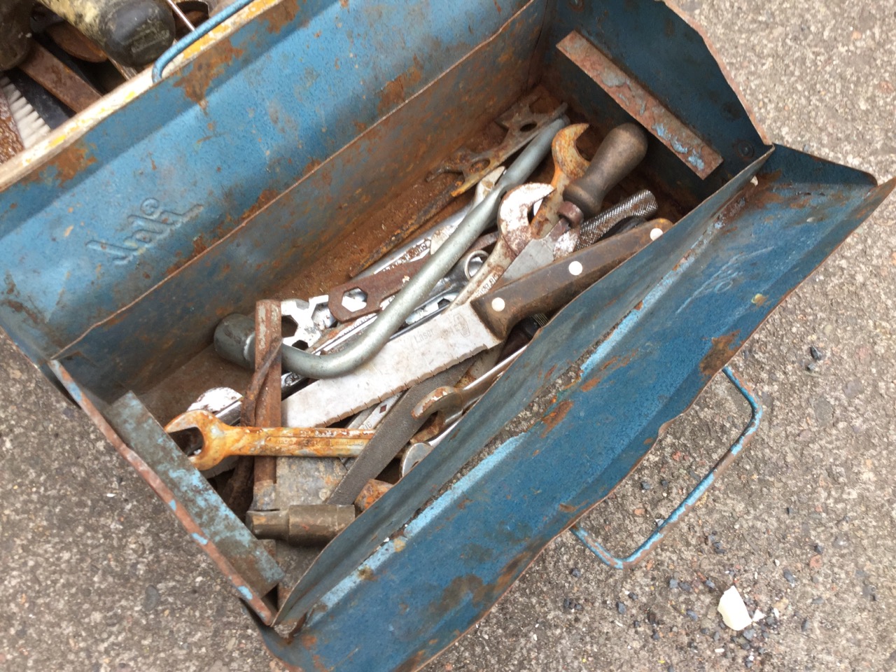 Five boxes of miscellaneous tools - hammers, pliers, spanners, files, saws, knives, chisels, - Image 3 of 3