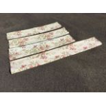Four lined linen curtains printed with pink flowers on cream ground - 52in & 69in. (4)