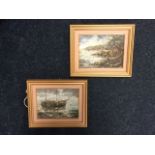 M Paparella, oil on board, a pair, coastal views - each with two boats, signed, mounted & gilt