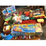 Miscellaneous childrens toys including boxed games, Subbuteo, Meccano, toy soldiers, boxed legs,