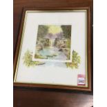 LJ Marriott, watercolour, river landscape with painted mount, signed, titled to verso Jesmond