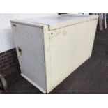 A secure steel storage container by Asgard, the locking box with key. (75in x 35.5in x 47.5in)