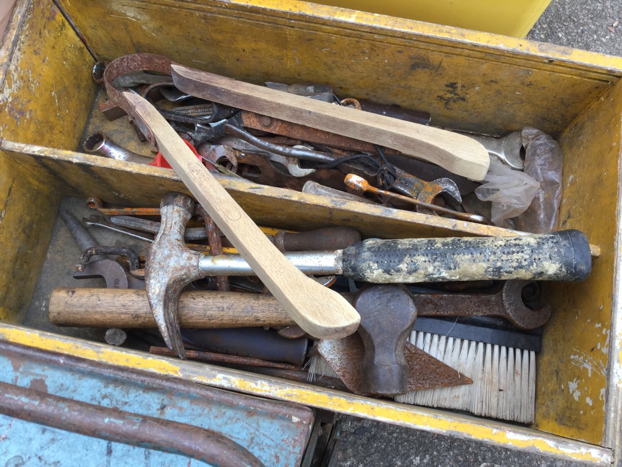 Five boxes of miscellaneous tools - hammers, pliers, spanners, files, saws, knives, chisels, - Image 2 of 3