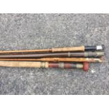 A split cane two-piece trout fly rod by Foster Bros of Ashbourne; and various other split cane and