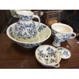 A late Victorian Staffordshire wash set by Dunn Bennet & co, with jug, basin, potty, brush holder