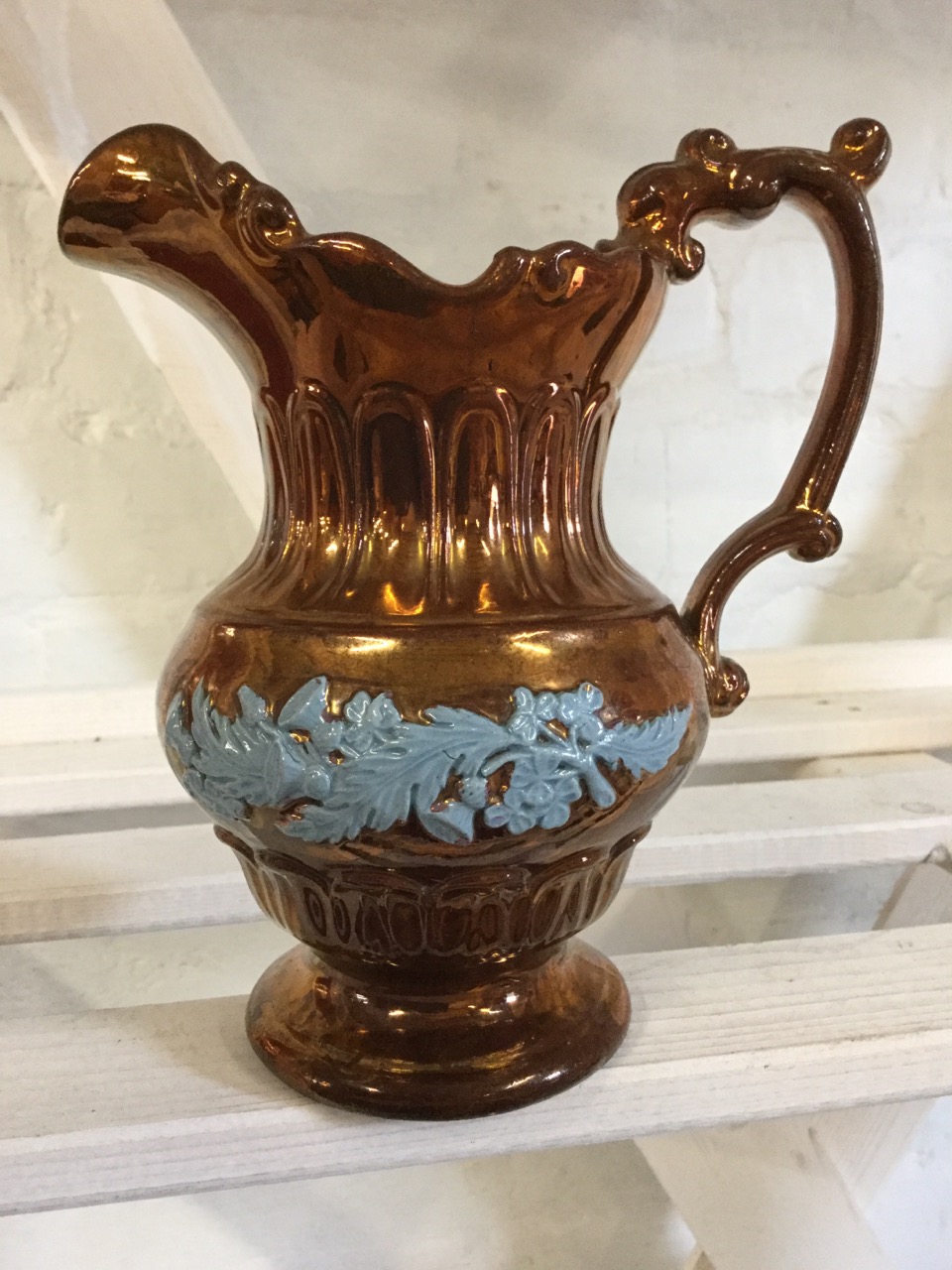 An art nouveau waisted vase with indented base having scrolled handles, painted with flowers on - Image 3 of 3