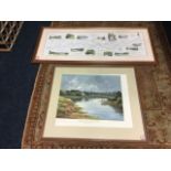 Nigel Houldsworth, Salmon Pools on the River Spey, a signed coloured print, mounted & framed; and