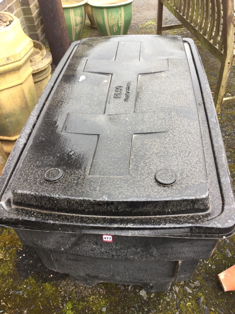 A 50 gal water tank & cover - unused and with full lagging insulation. (46in x 26in x 26in)