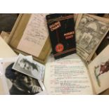 Miscellaneous ephemera including signed filmstar photos, a letter with fishing flies, political