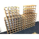 Four wine racks with galvanised rails and square pine spacers - to house 96 bottles. (4)