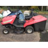 A Briggs & Stratton Twin-Cut ride on garden mower, the machine with 14HP engine - going !