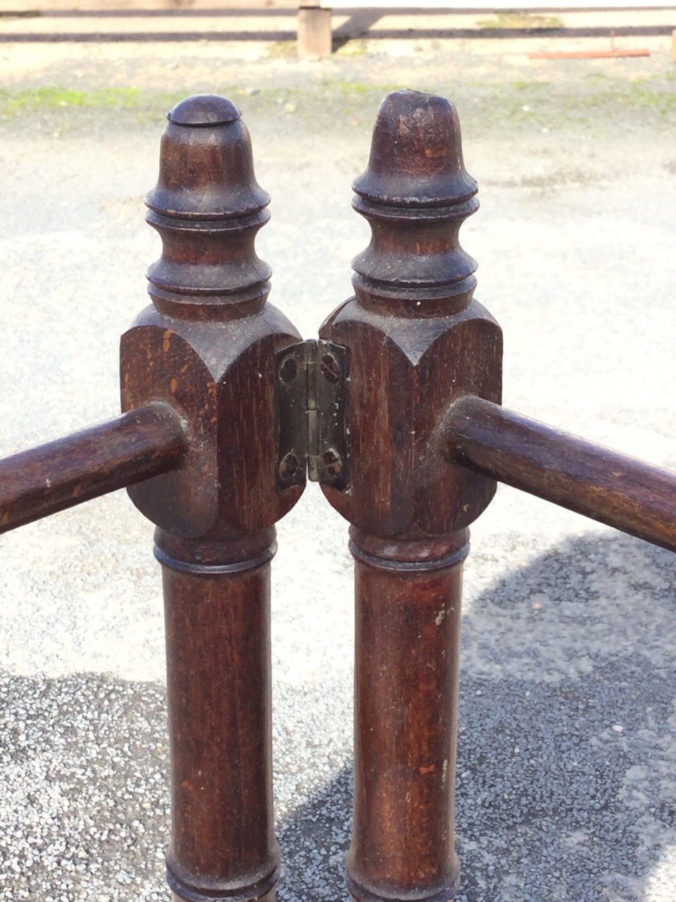 A Victorian two-fold mahogany towel stand with bamboo turned rails on ring-turned columns, having - Image 2 of 3