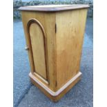 A Victorian satinwood pot cupboard, the rounded rectangular moulded top above an arched