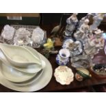 Miscellaneous ceramics & glass including porcelain figurines, a Border Fine Arts sheepdog group, a