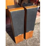 A pair of Ruark Talisman column speakers in oak cases - serial No 09098. (32in x 8.5in x 10in) (2)