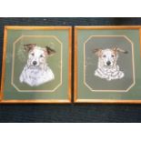 Keegan-Yarrow, pastel, studies of dogs, a pair, signed & dated, mounted & framed. (12in x 14in) (2)
