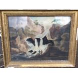 1802 Irish pencil & watercolour, romantic river landscape with waterfall and figures on rocks,