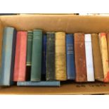 A box of Scottish books - a leather bound Burns works, Walter Scott by Buchan, Scotland, Scottish