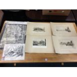A set of four unframed and mounted London sepia etchings signed in pencil on margins - Henry Lambert