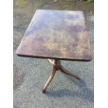 A nineteenth century fruitwood snap-top occasional table, the patinated rectangular top on an oak