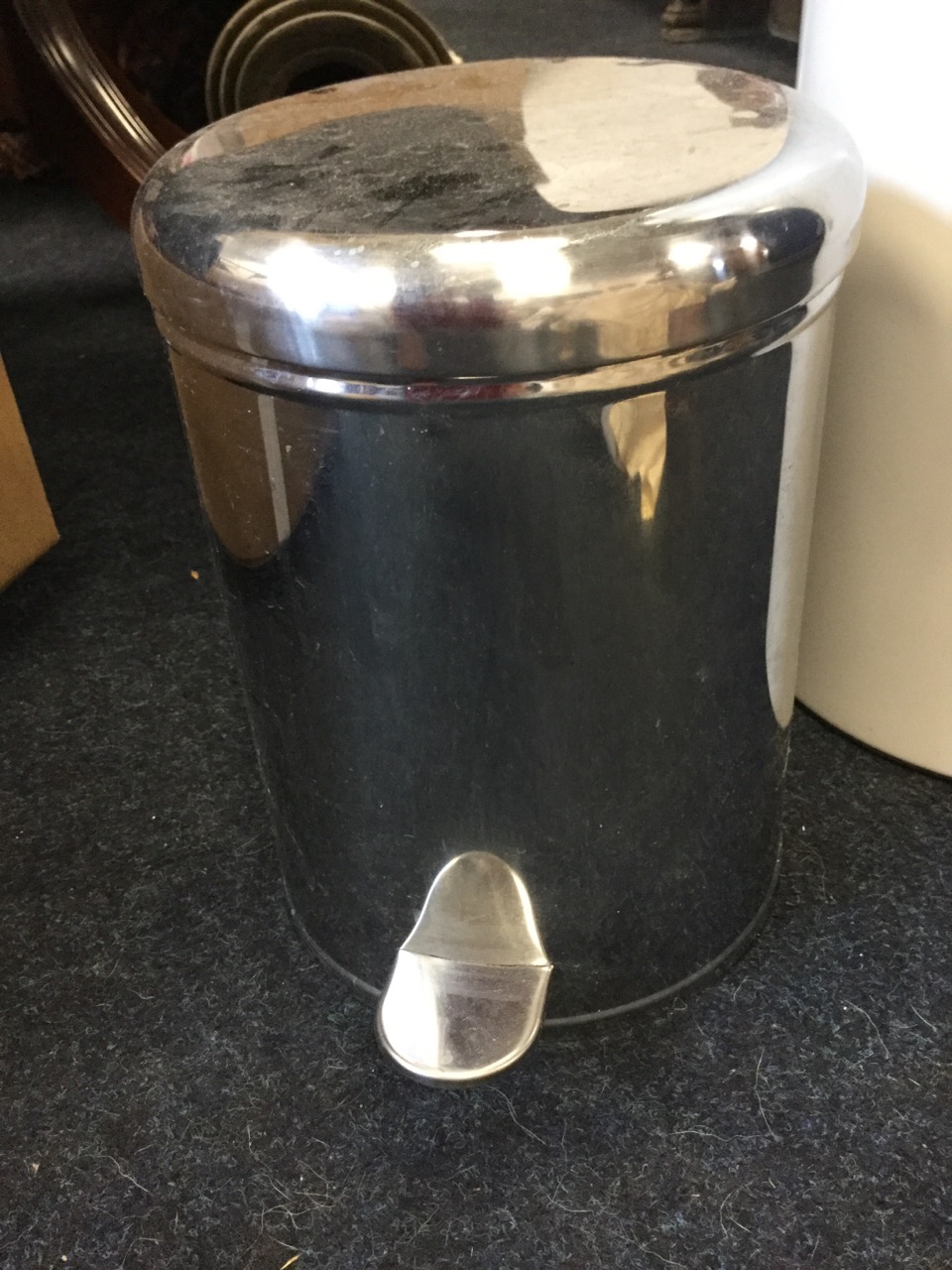 A tubular Brabantia waste bin with sprung hinged cover and bucket liner; and a small chrome pedal - Image 2 of 3