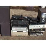 Miscellaneous hi-fi gear including speakers, two record decks, Sony, Panasonic, Technics, tape & DVD