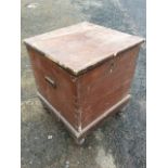 A Victorian scumbled pine box of dovetailed construction mounted with oval escutcheon, having