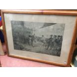 A large Victorian monochrome print after Seymour Lucas depicting the Spanish surrendering to Sir