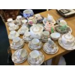 Miscellaneous ceramics including a 22ct gold part teaset, a Maling blue & white jardiniere, teapots,