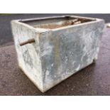 A rectangular galvanised water tank with flat rims. (35in x 24in x 23in)
