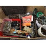 Miscellaneous building materials including boxes of screws & nails, welding rods, bolts, wire,