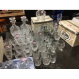 Miscellaneous glass including boxed Edinburgh crystal, decanters & stoppers, sets of drinking