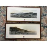A wide-angled print of an Edwardian Scarborough beach scene, the plate with sepia tones, mounted &