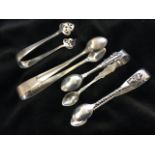 Four hallmarked silver sugar tongs - London, Sheffield & Birmingham, 71g. (4)