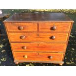 A nineteenth century mahogany chest of drawers, the rectangular moulded top above two short and