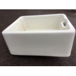 A neat rectangular glazed belfast sink with integral overflow. (18in x 15in x 8in)