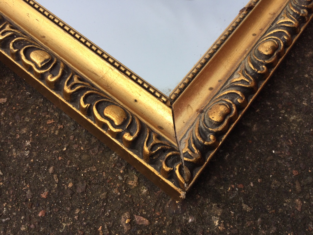 Three rectangular mirrors with foliate moulded gilt frames, one with bevelled plate. (3) - Image 3 of 3