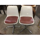 A pair of 60s Centa chairs by Oska Winkler, the moulded seats with upholstered pads on chrome