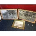 A pair of monochrome hunting prints after Gilbert Wright depicting hunt in field, mounted &