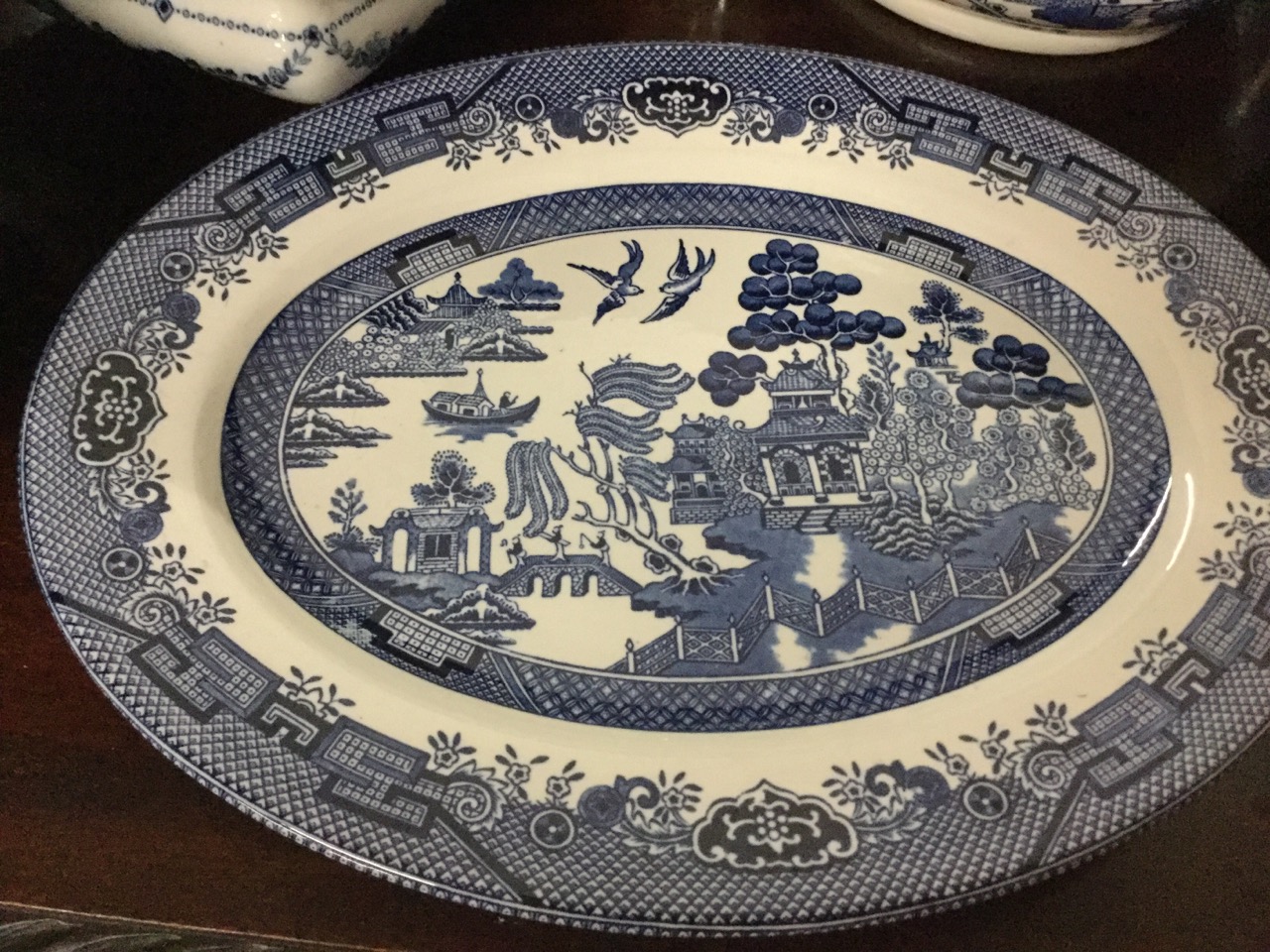 Miscellaneous blue & white ceramics including a pair of Ringtons willow pattern caddies, - Image 2 of 3