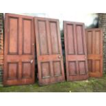 Three Victorian four panel doors with bollection mouldings to one side of each; and another