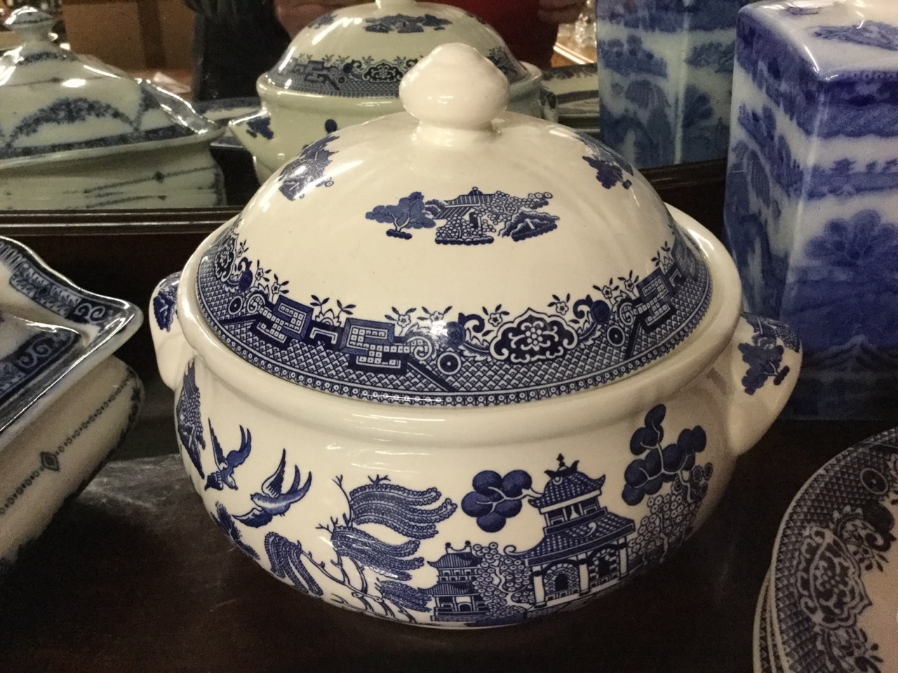 Miscellaneous blue & white ceramics including a pair of Ringtons willow pattern caddies, - Image 3 of 3