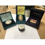 Halcyon days enamel boxes-Easter 1976 boxed with certificate, Valentines Day 1976 boxed with