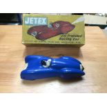 Jetex Jet propelled racing car in original box in blue and white livery.