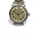 WWII Timor military WWW wristwatch, the circular cream dial with luminous dot hour markers, black