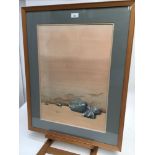 Derek Jenkins, 20th century watercolour - Pebbles by a wall, signed and titled verso, framed and