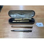 1940s/50s Waterman's gold plated pen set in case ,Swan gold plated pen and silver pencil