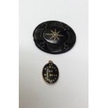 Victorian gold and black enamel mourning locket 'In Memory Of My Dear Mother', together with a
