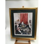 Sue Macartney-Snape (b.1957) signed artists proof print - Pass the Port, in glazed gilt frame, 48cm