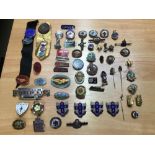 Vintage badges -mostly enamel selection including 1932 Sydney Harbour Bridge, Woman's league of